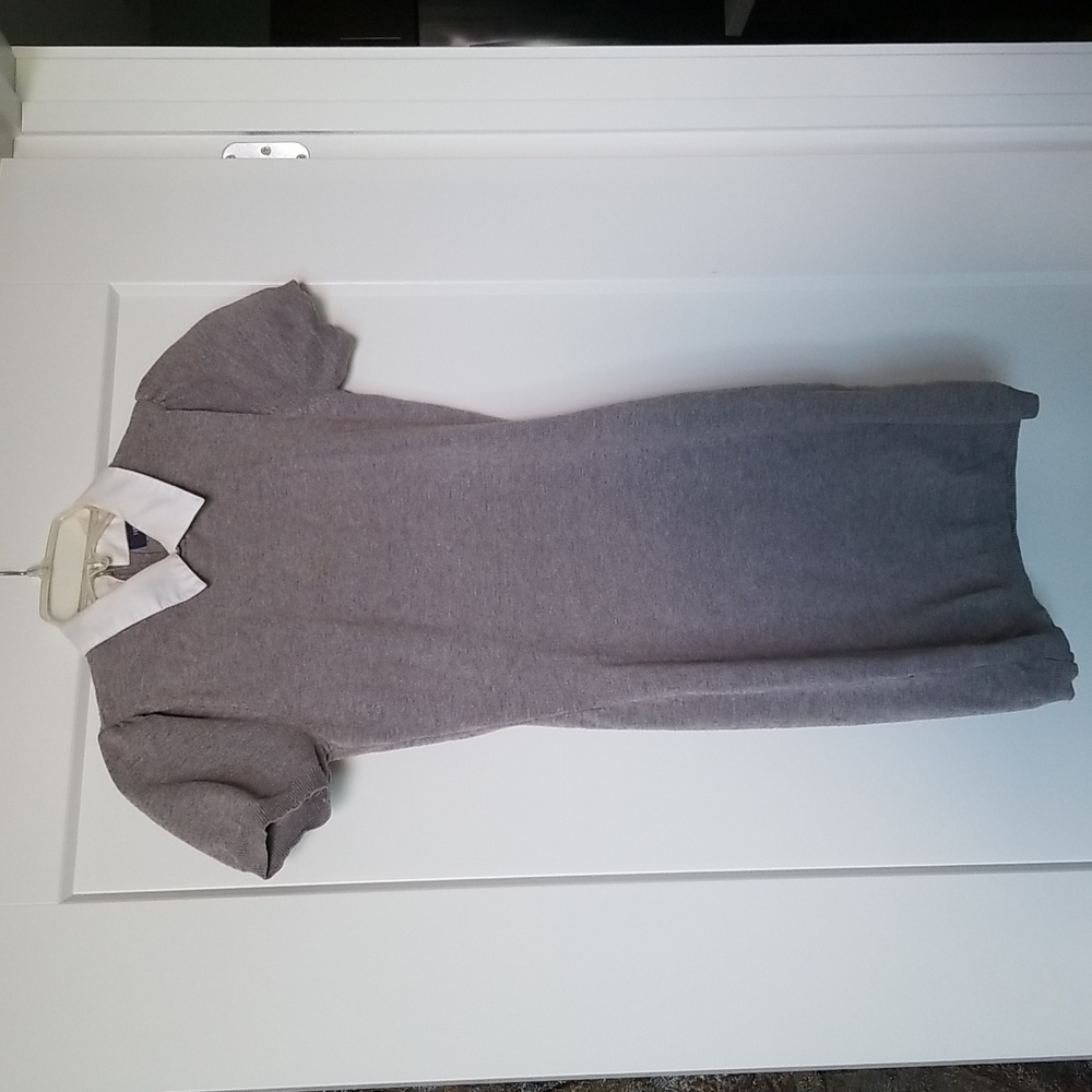 Forever 21 White Collar Tricot Grey Dress Size S